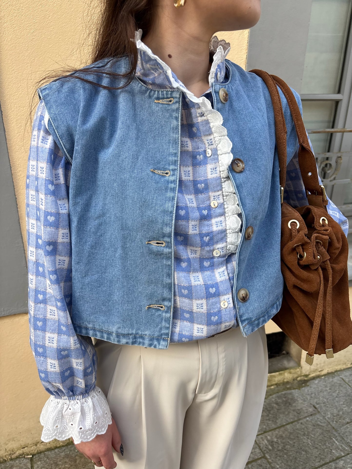Blouse VICHY bleu et blanche