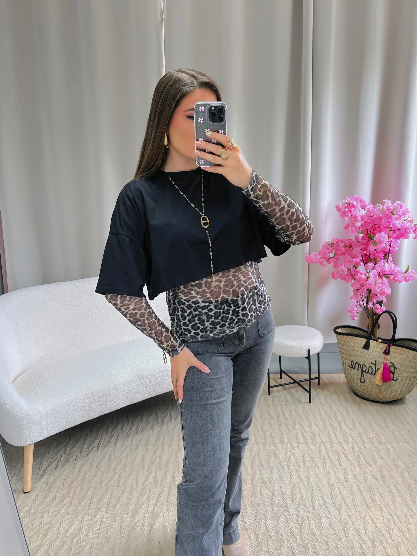 Top TELLI noir léopard