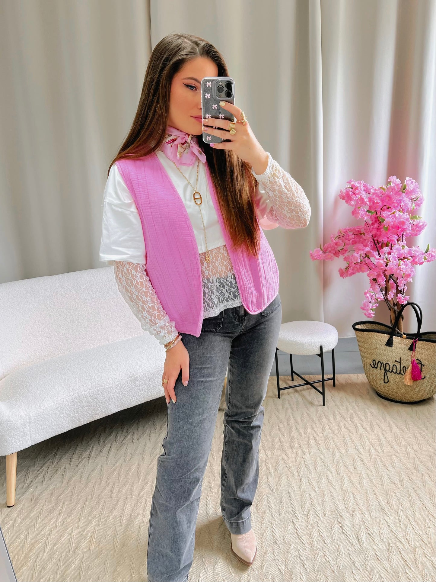 Gilet sans manches ALBA rose