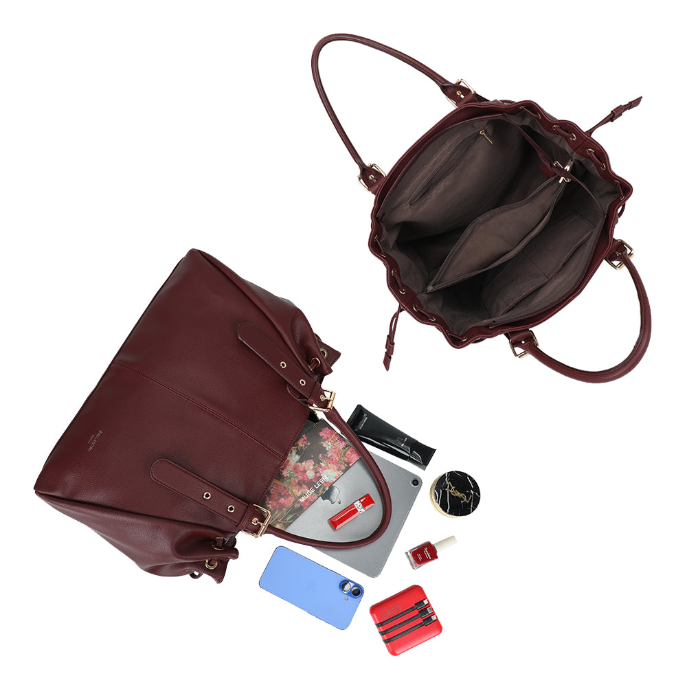 Sac STUD bordeaux grainé synthétique