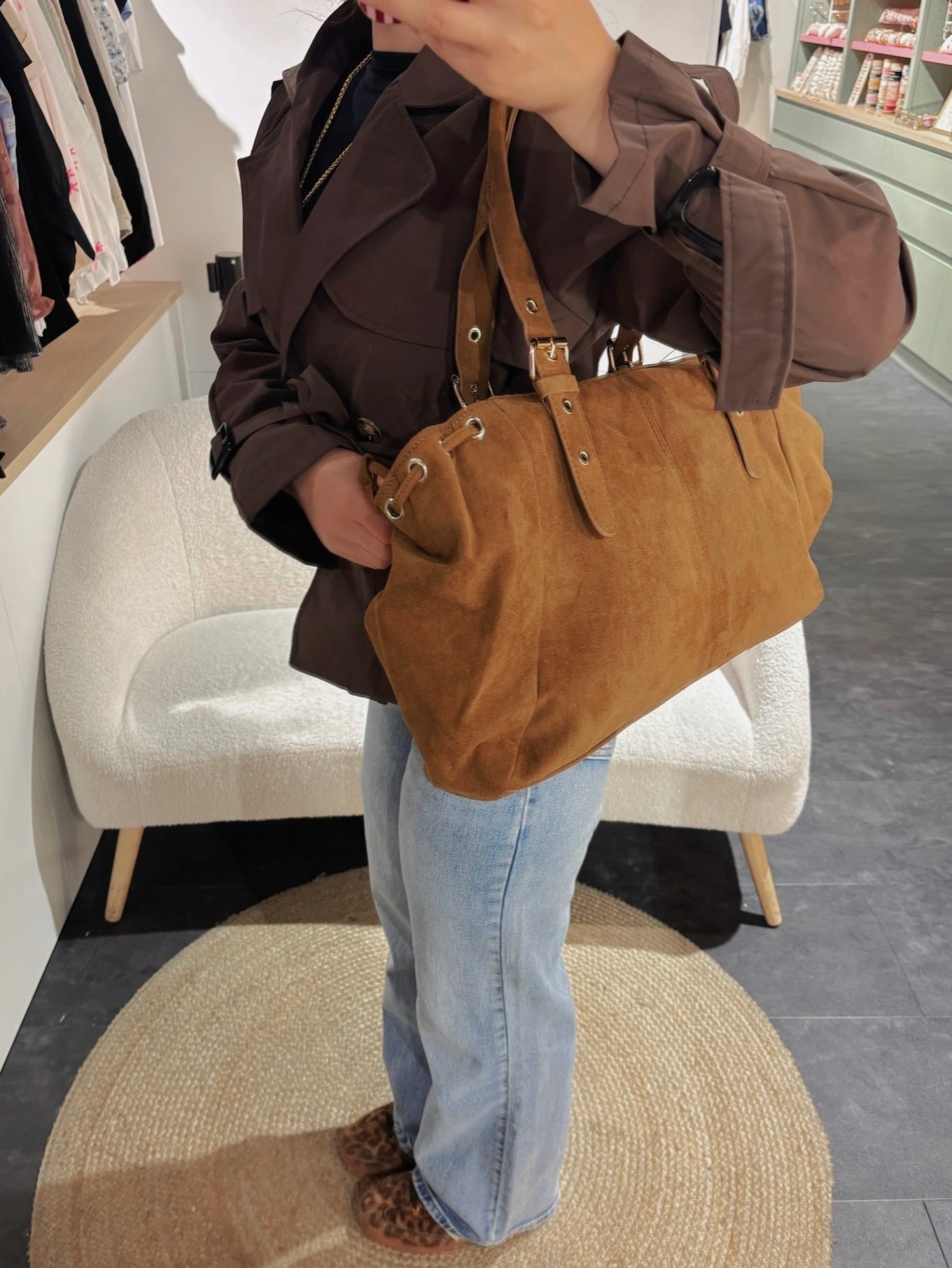 Sac BOSTON camel en suédine