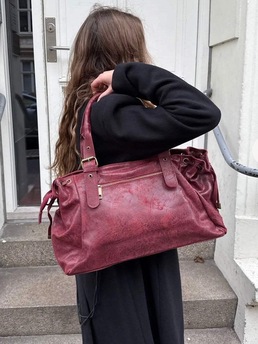 Sac GEREL bordeaux cuir mat grand modèle