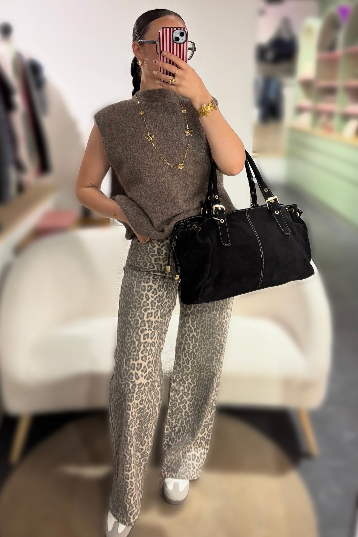 Sac GEREL daim noir GRAND modèle