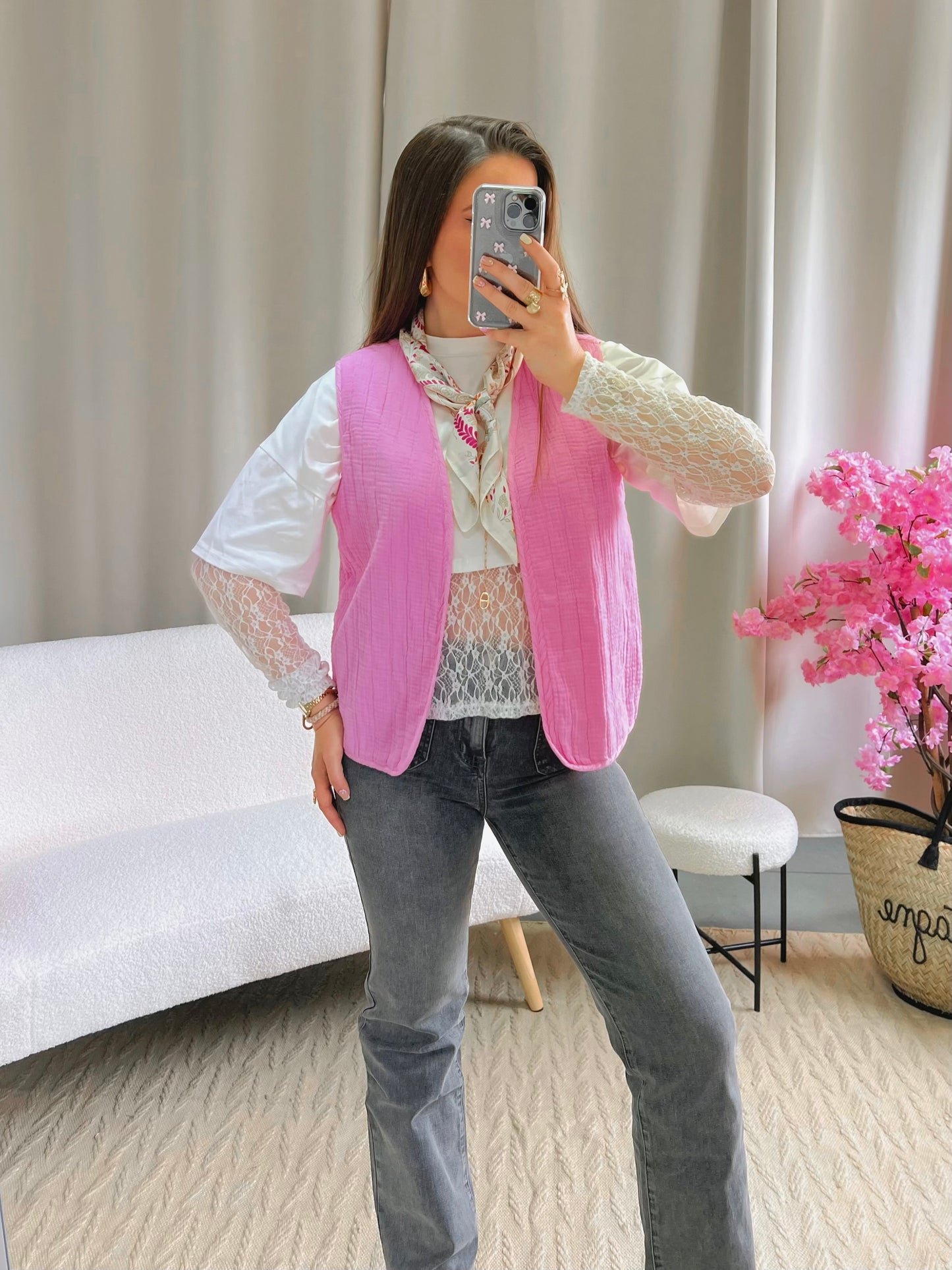 Gilet sans manches ALBA rose