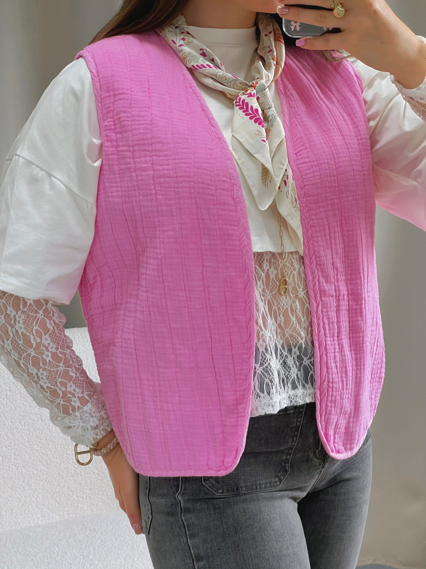 Gilet sans manches ALBA rose
