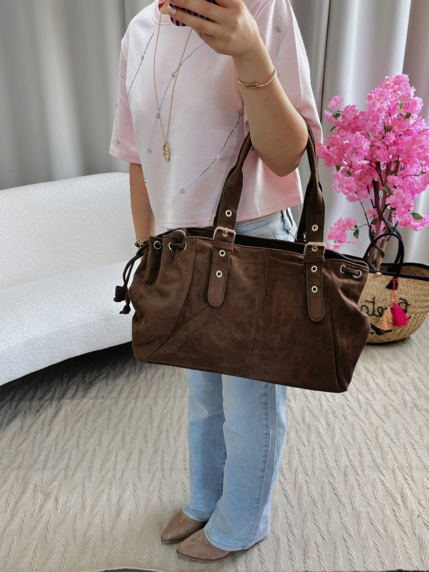Sac BOSTON chocolat en suédine
