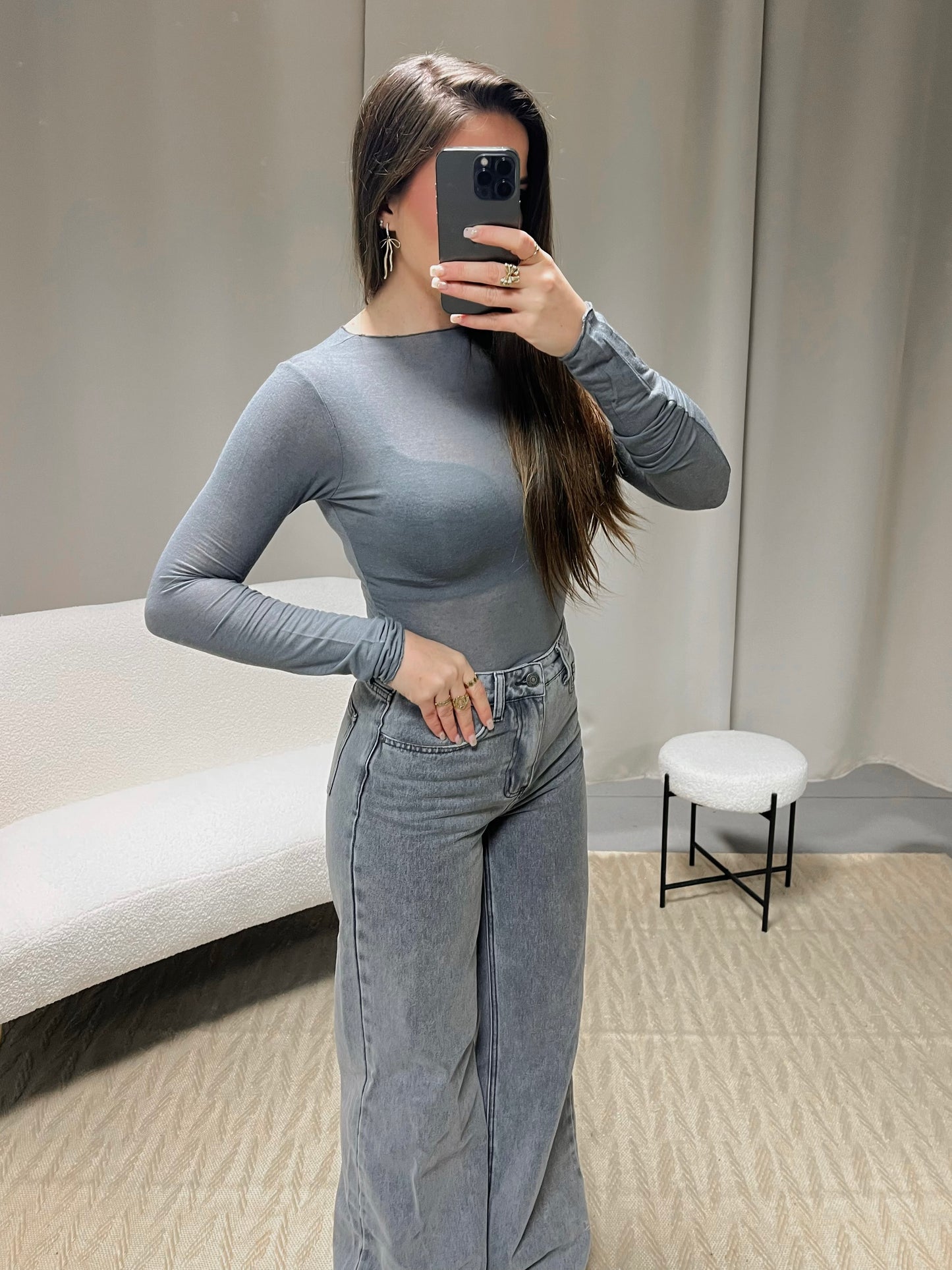 Top cachemire gris