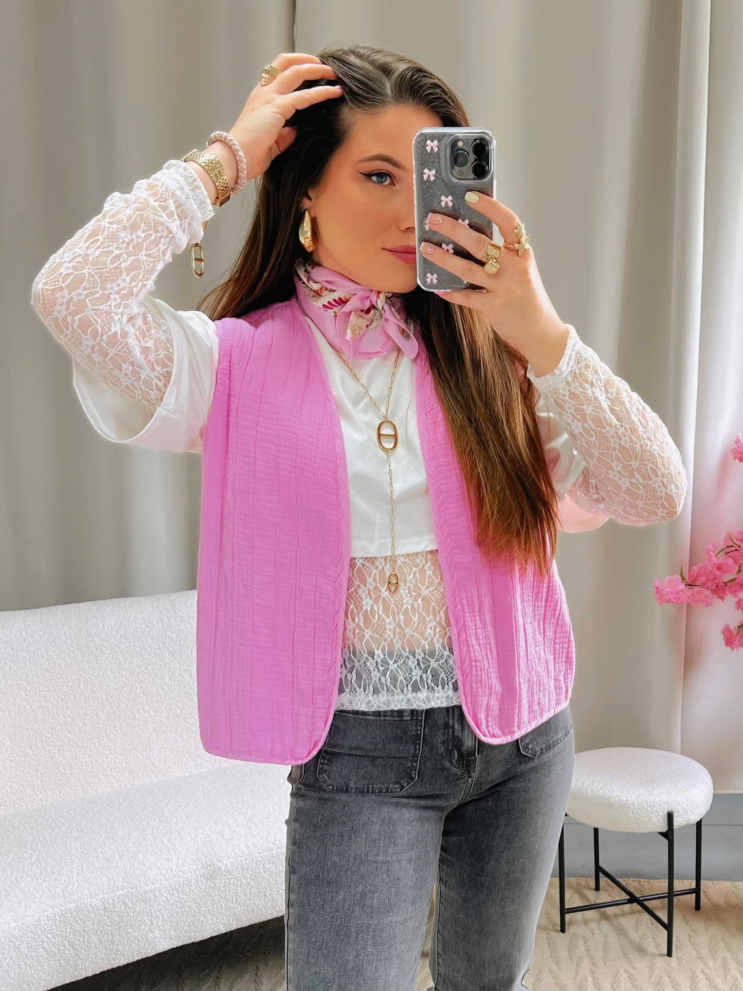 Gilet sans manches ALBA rose