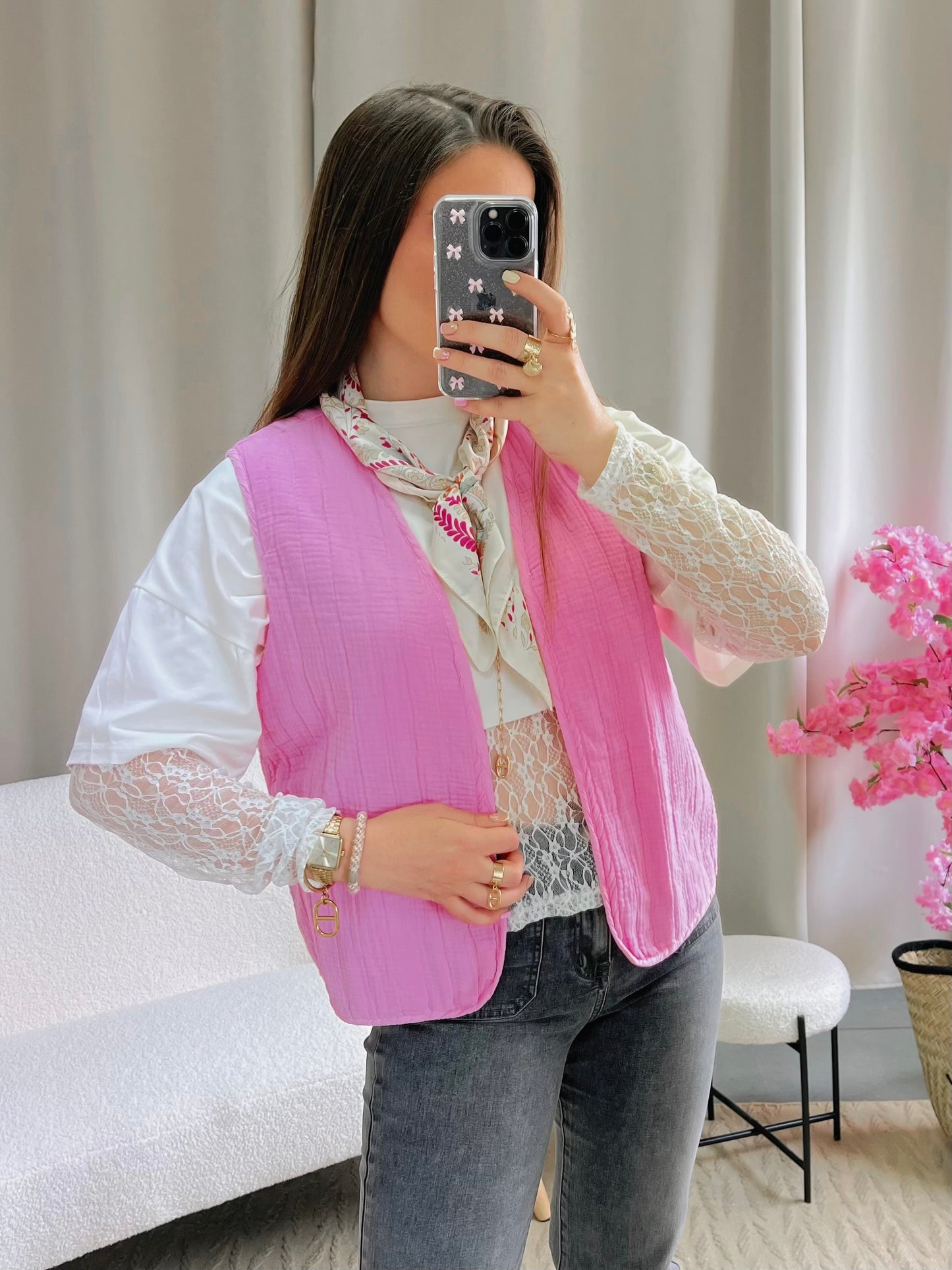 Gilet sans manches ALBA rose