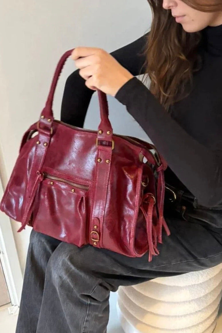 Sac PANAM cuir bordeaux GRAND modèle