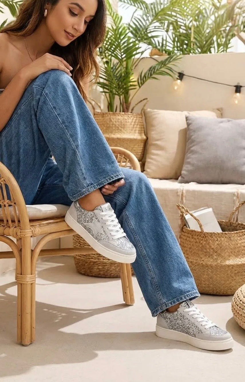 Baskets STELLA étoile argent