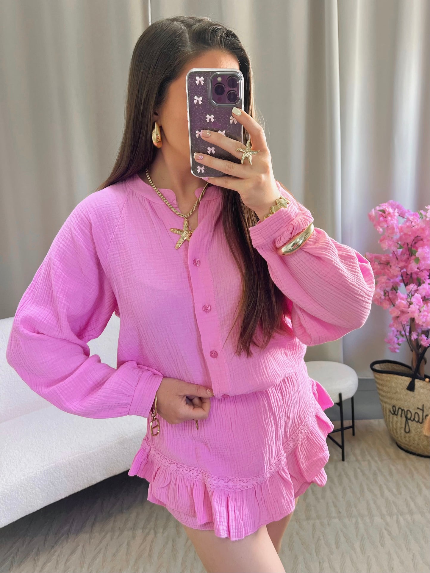 Jupe short LINA rose