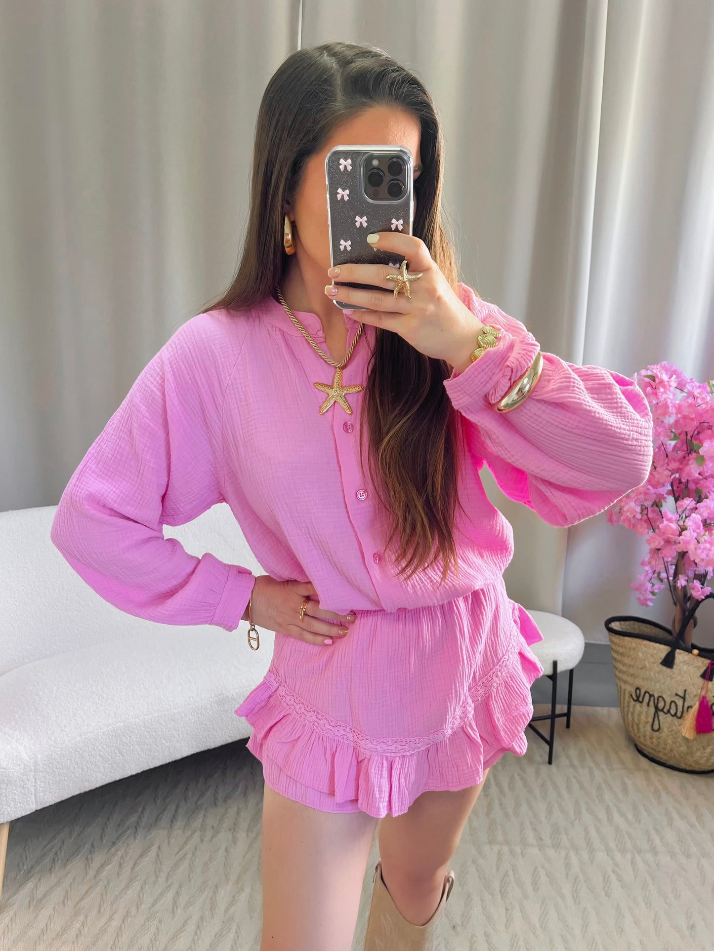 Jupe short LINA rose