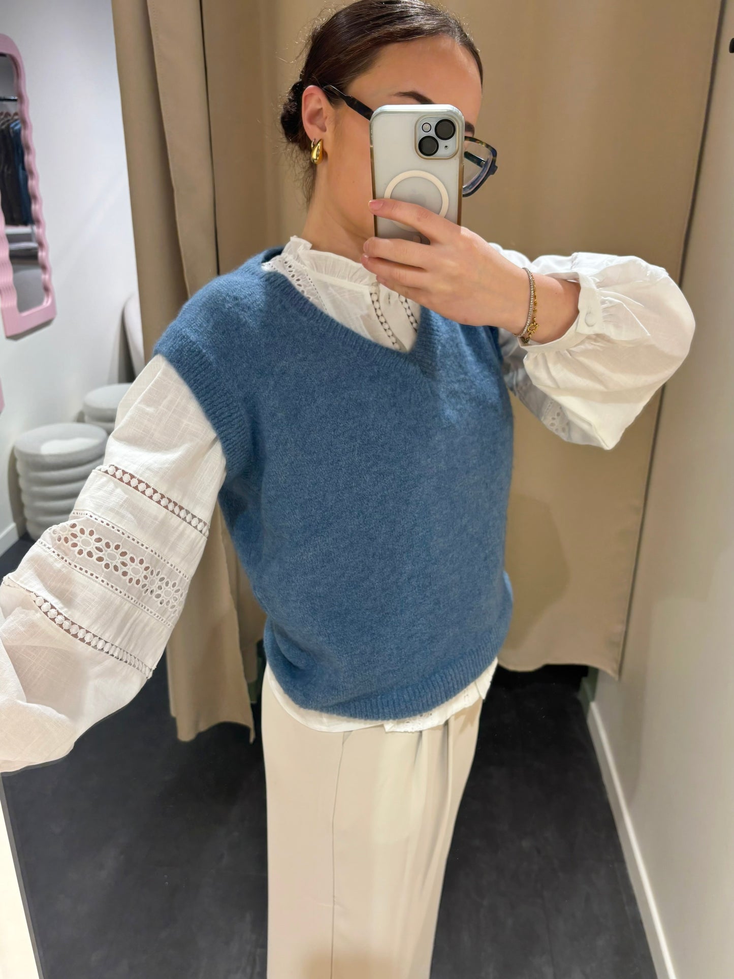 Pull VICKY bleu jean