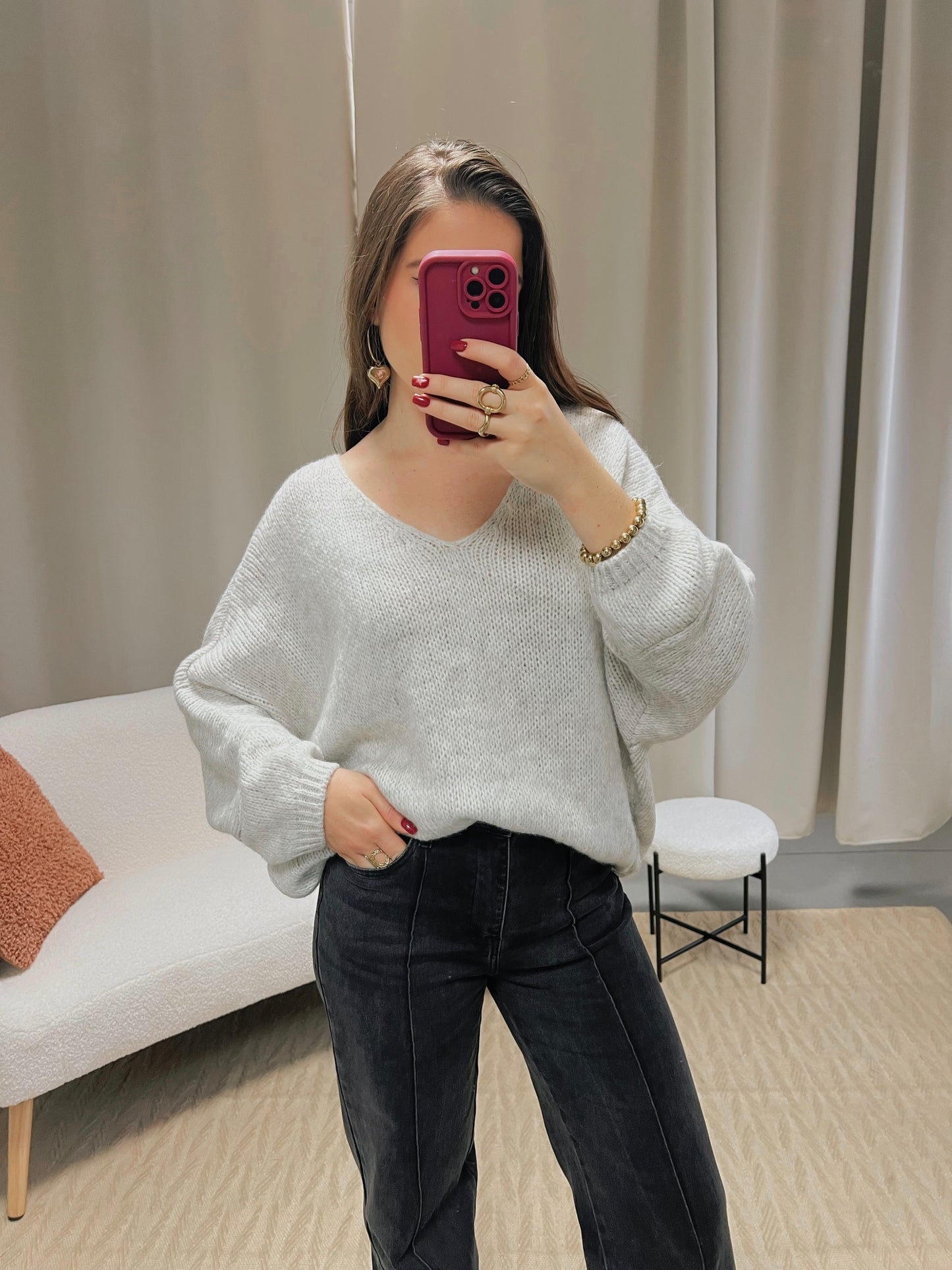 Pull KIRBY gris clair chiné