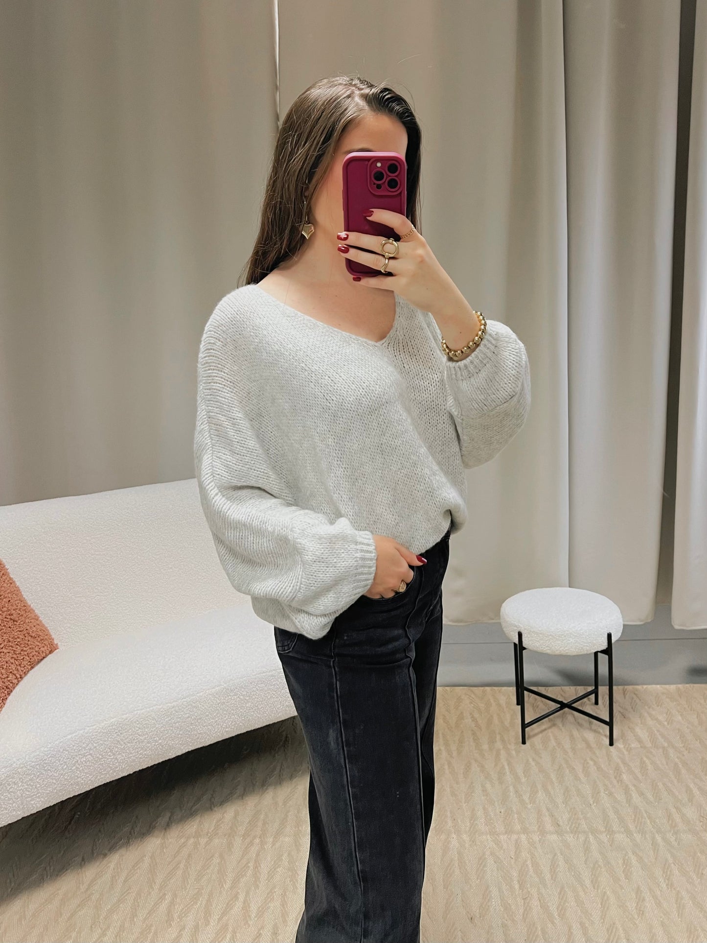 Pull KIRBY gris clair chiné