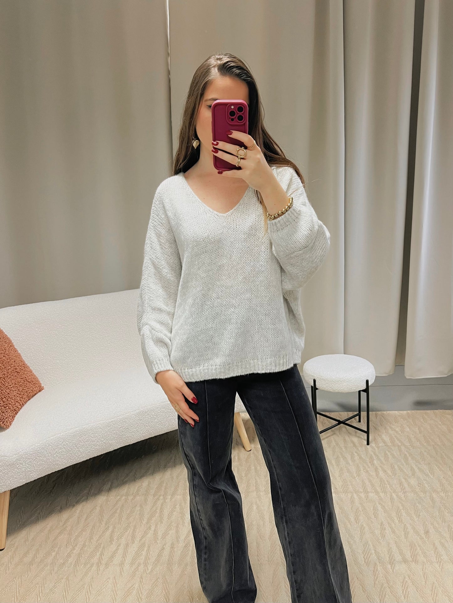 Pull KIRBY gris clair chiné
