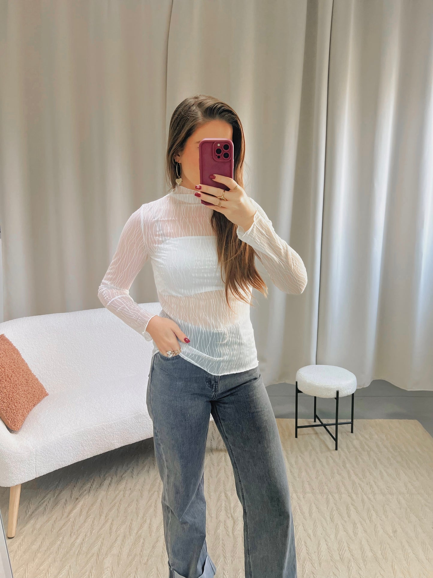 Top HELENA blanc transparent