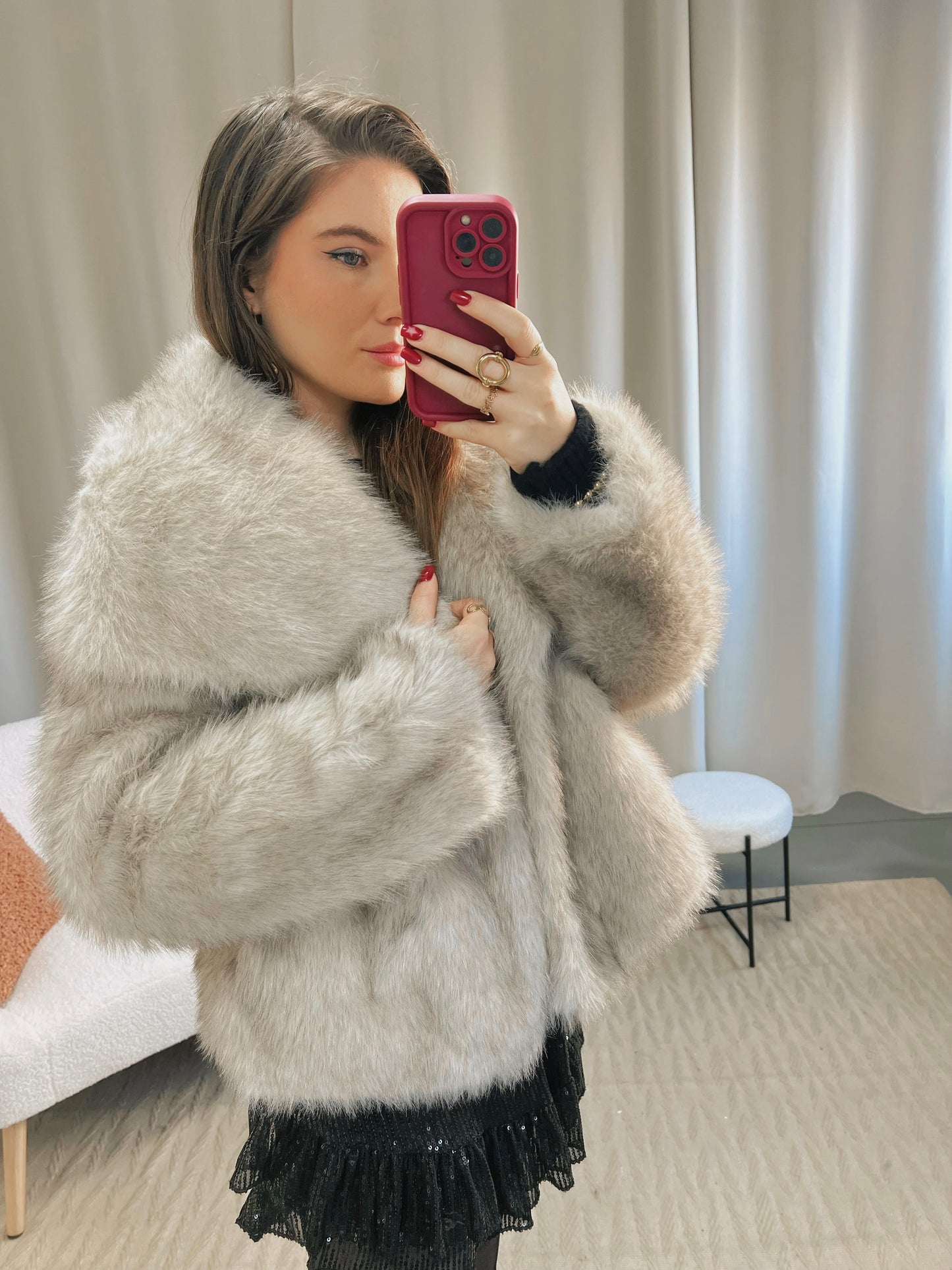 Manteau fourrure KIM taupe