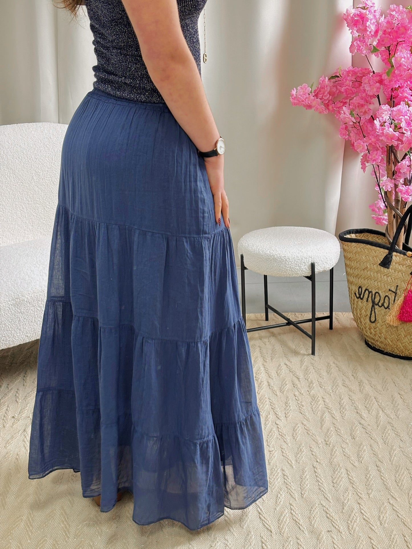 Jupe longue VOLOMIA bleu marine