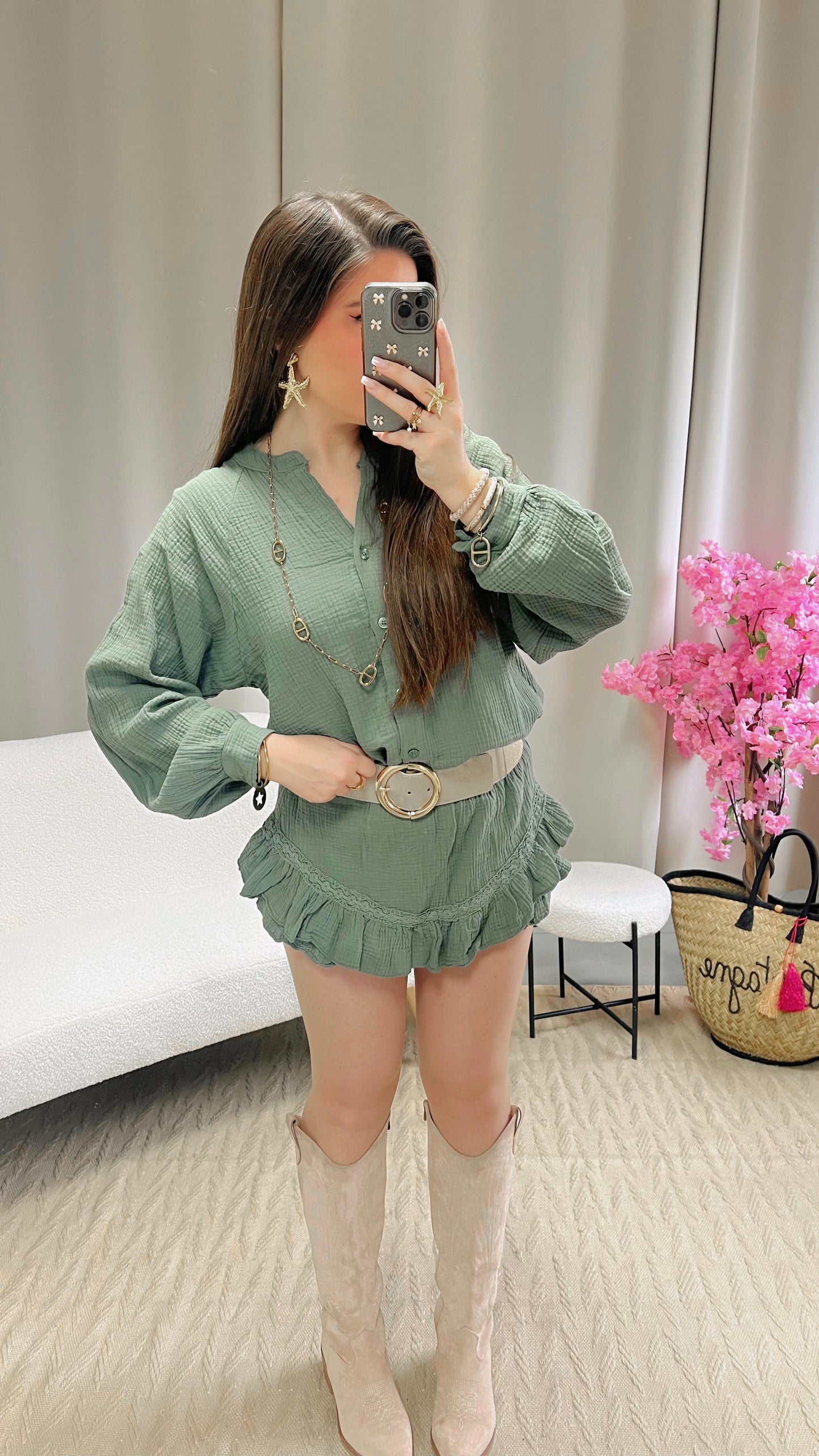 Jupe short LINA kaki