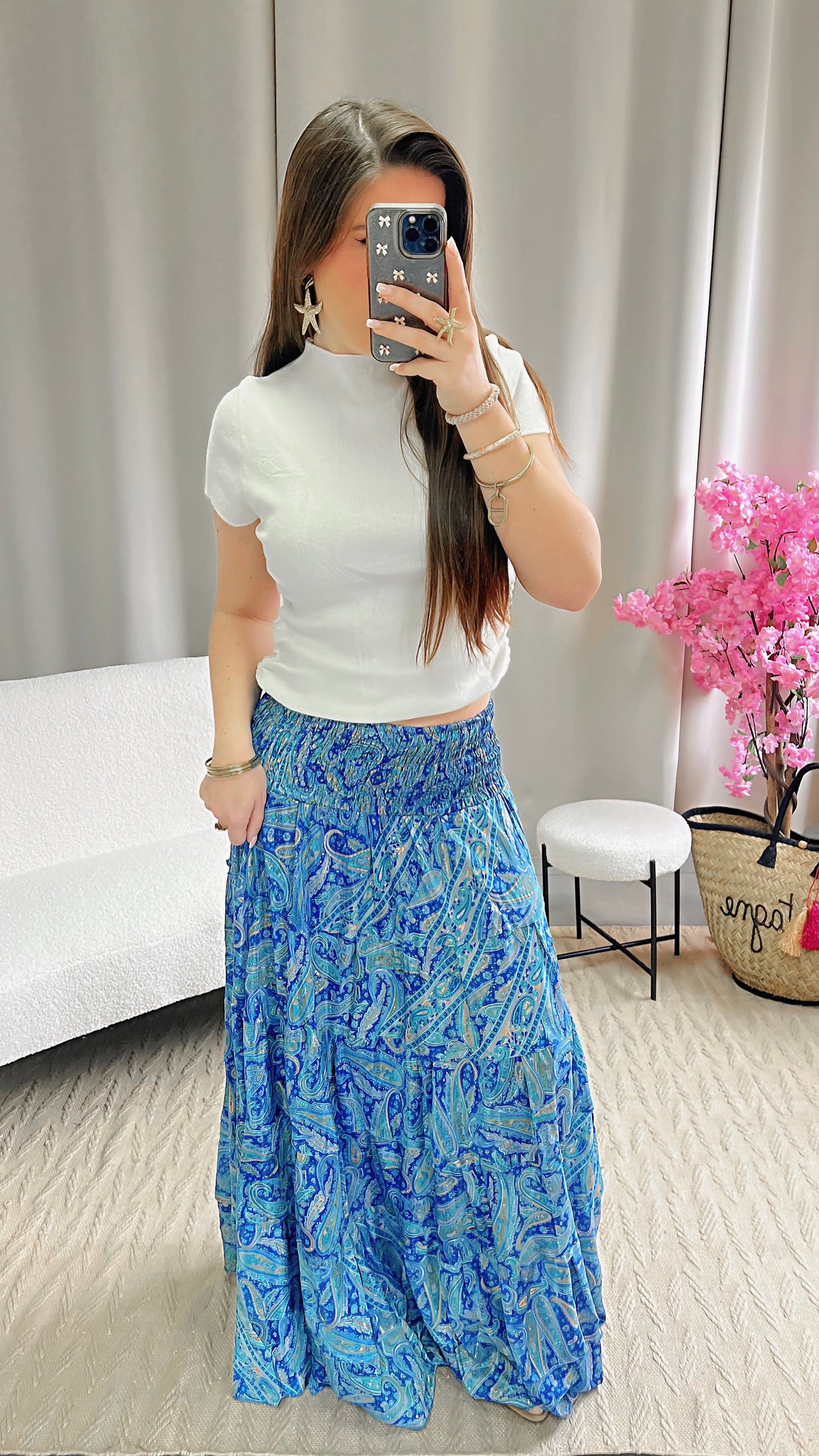 Jupe BOHÈME bleu électrique