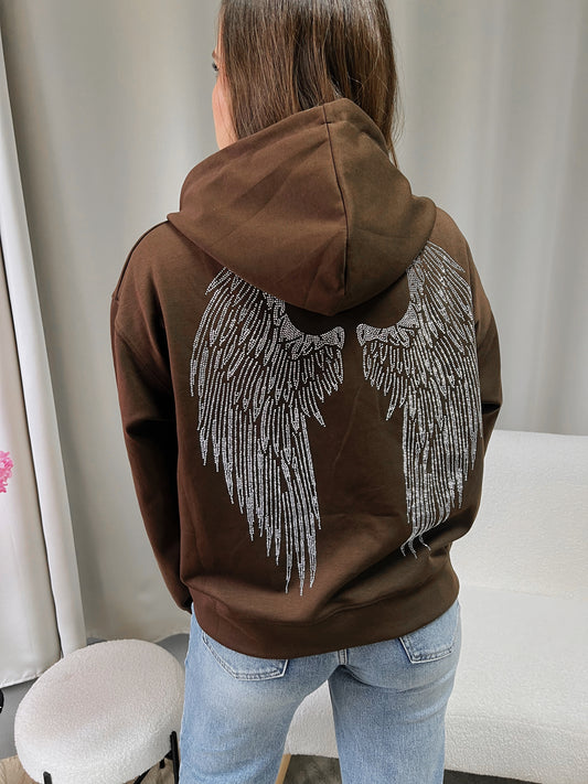 Sweat zippé ANGEL marron