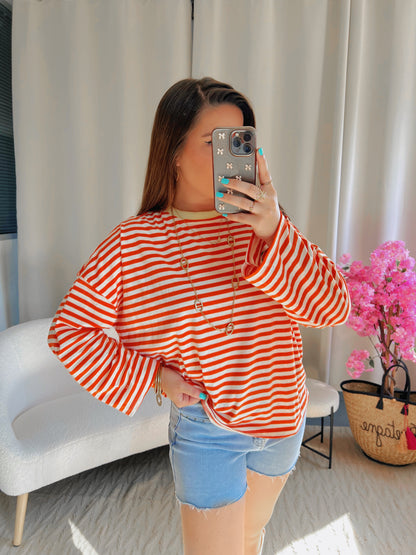 T-shirt MARINE blanc et orange