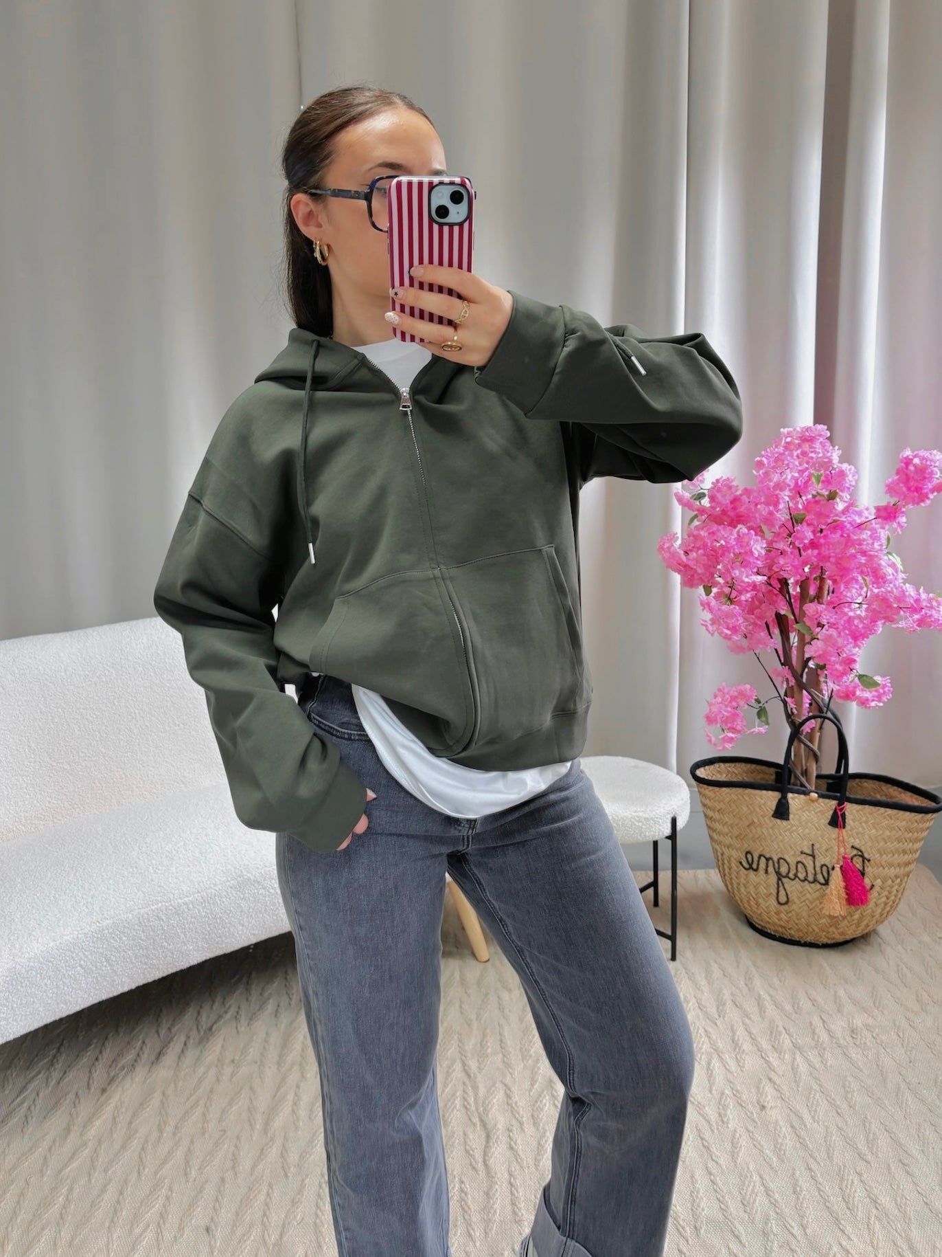Sweat zippé ANGEL kaki