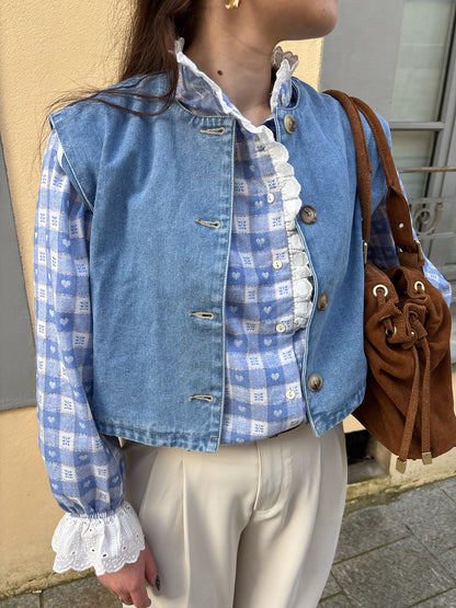 Blouse VICHY bleu et blanche