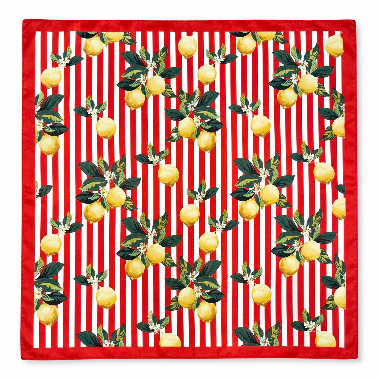 Foulard CARRE rouge motifs citron