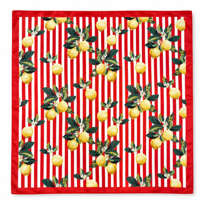 Foulard CARRE rouge motifs citron
