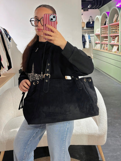 Sac BOSTON noir en suédine