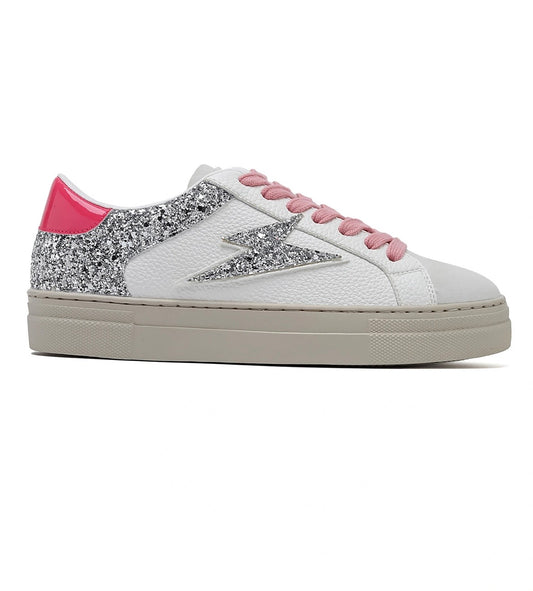 Baskets STELLA argentée et rose