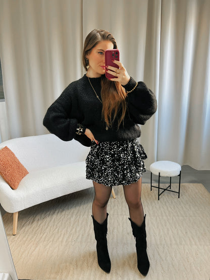 Jupe short GLITTER argent