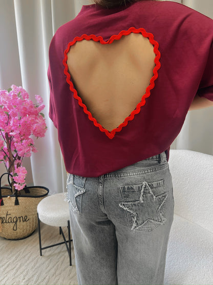 T-shirt CŒUR bordeaux