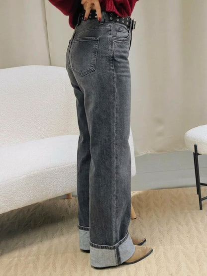 Jean wide leg LILY gris foncé
