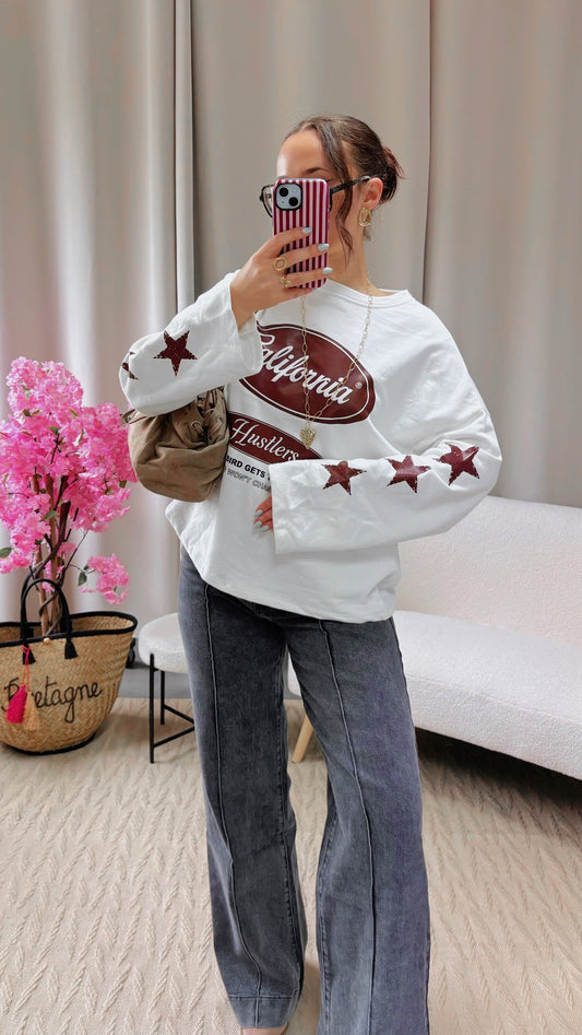 T-shirt CALIFORNIA blanc et marron