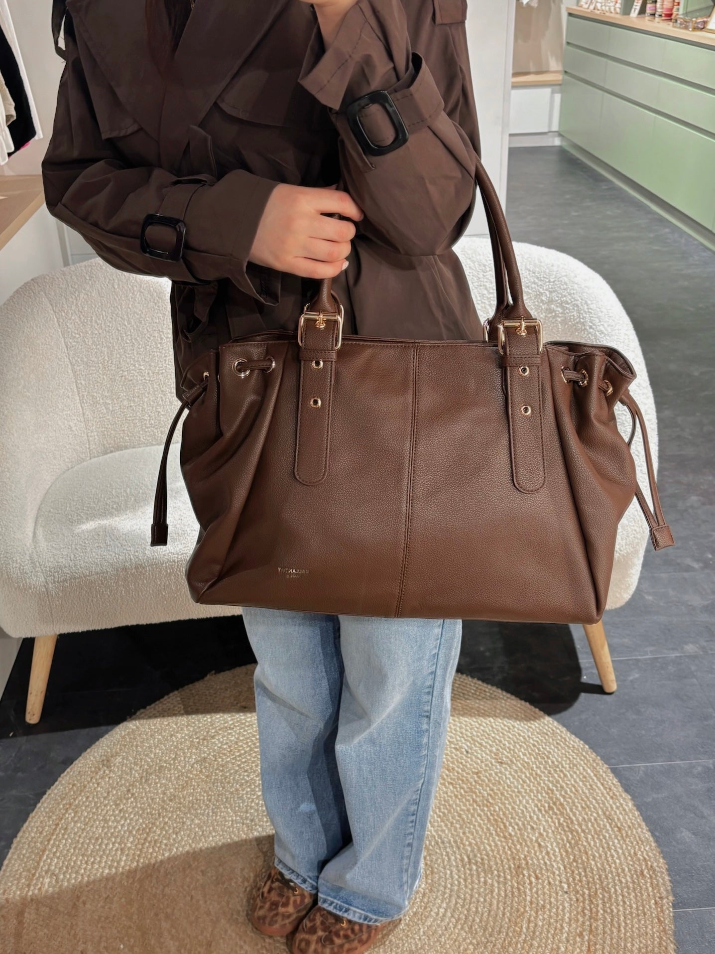 Sac STUD chocolat grainé synthétique