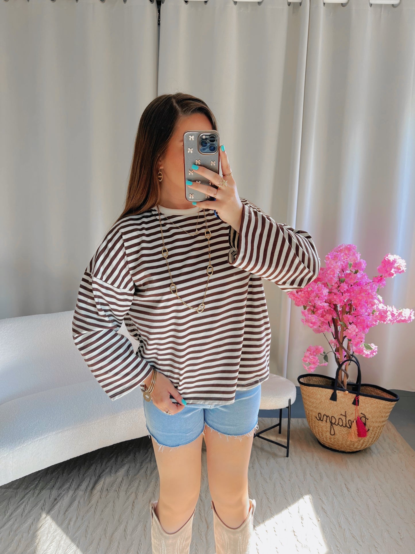 T-shirt MARINE marron et écru