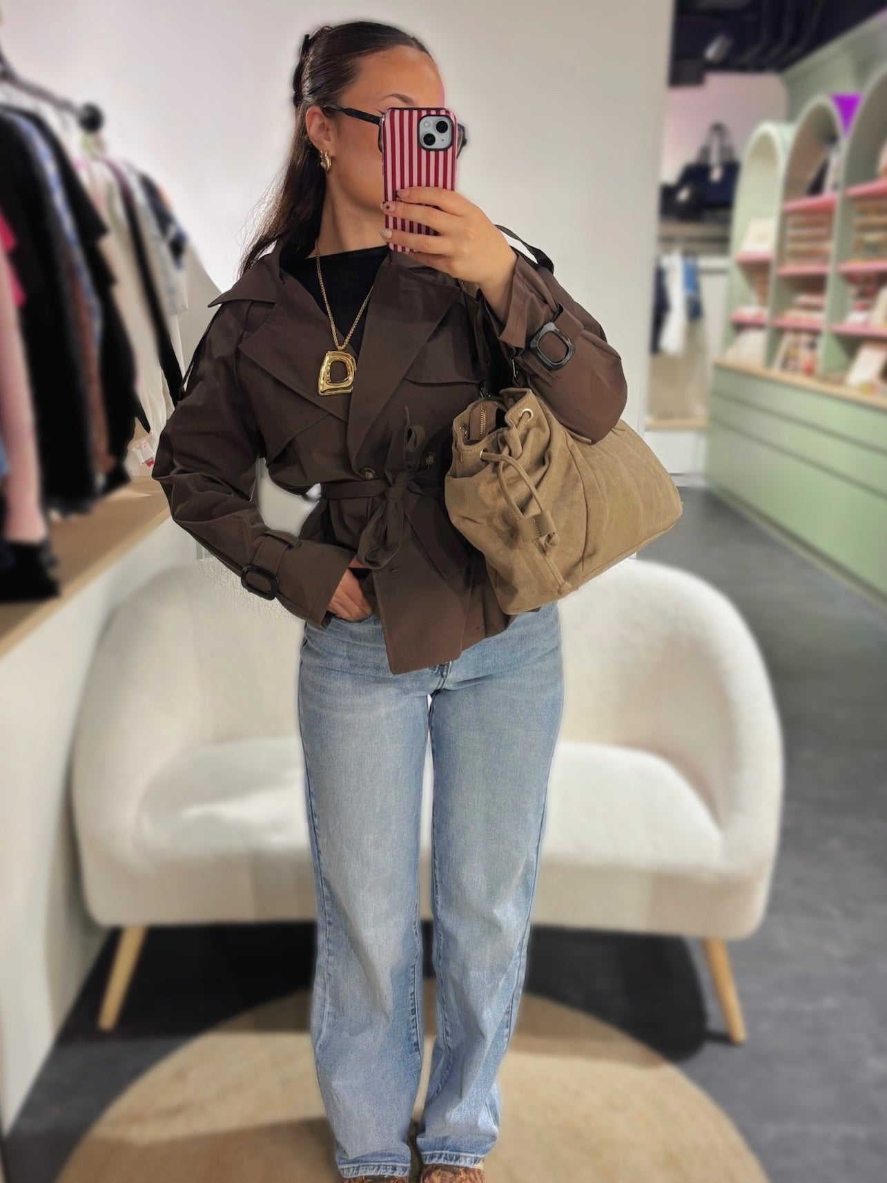 Sac BOSTON taupe en suédine