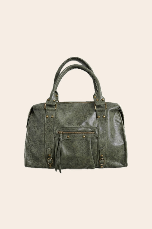 Sac PANAM cuir brossé kaki GRAND modèle