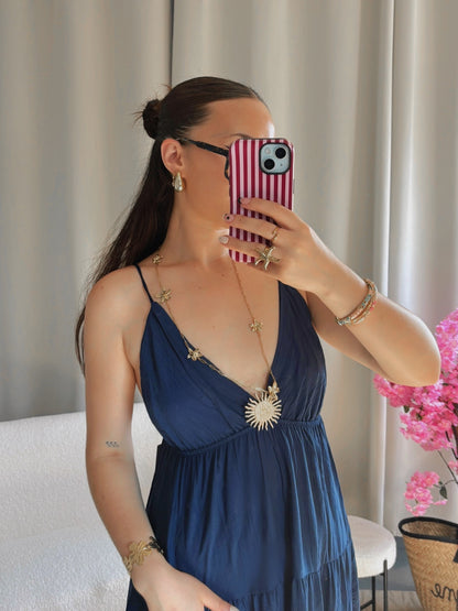 Robe SOLEIL longue bleu marine