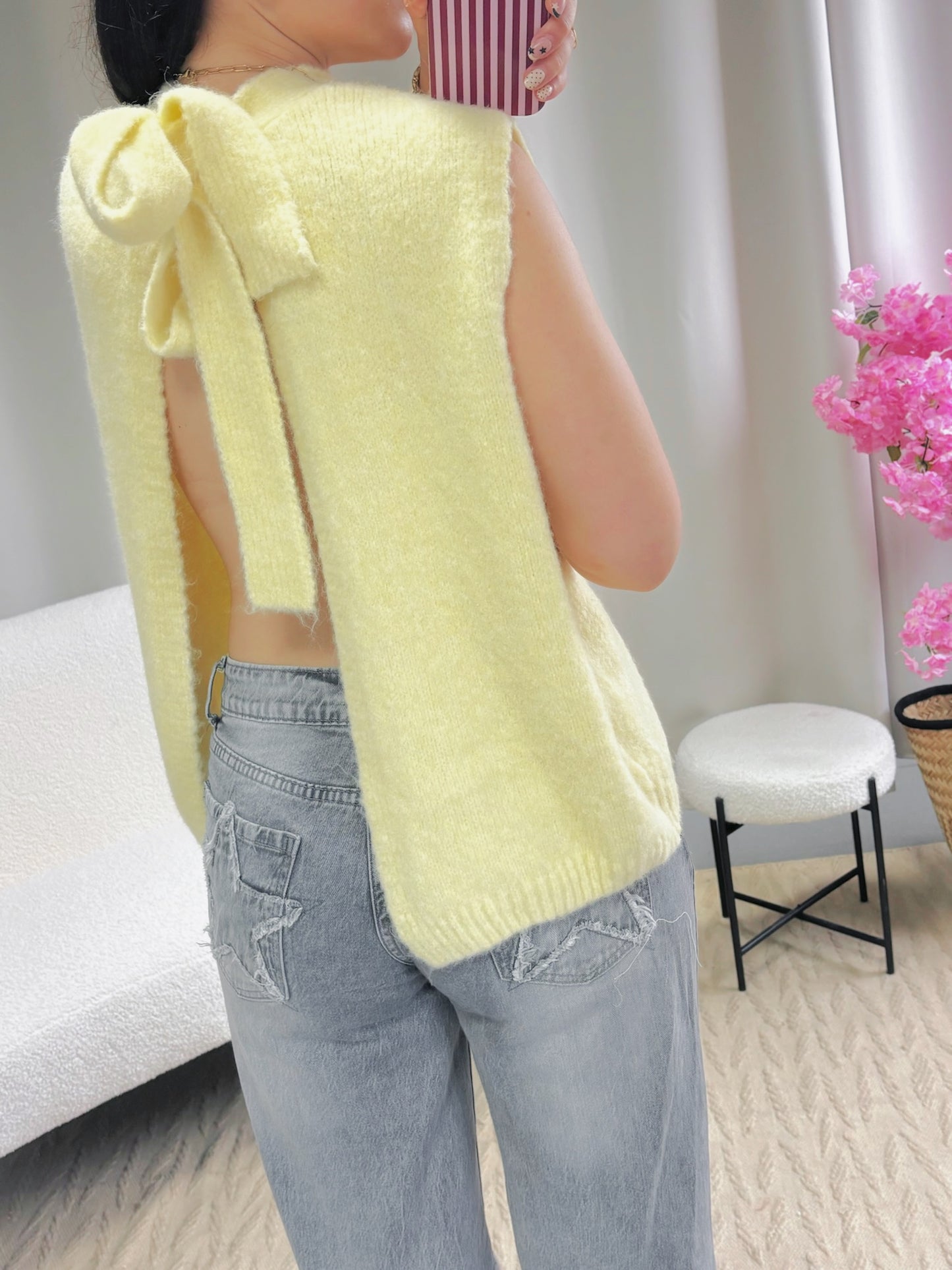 Pull dos nu SIENNA jaune