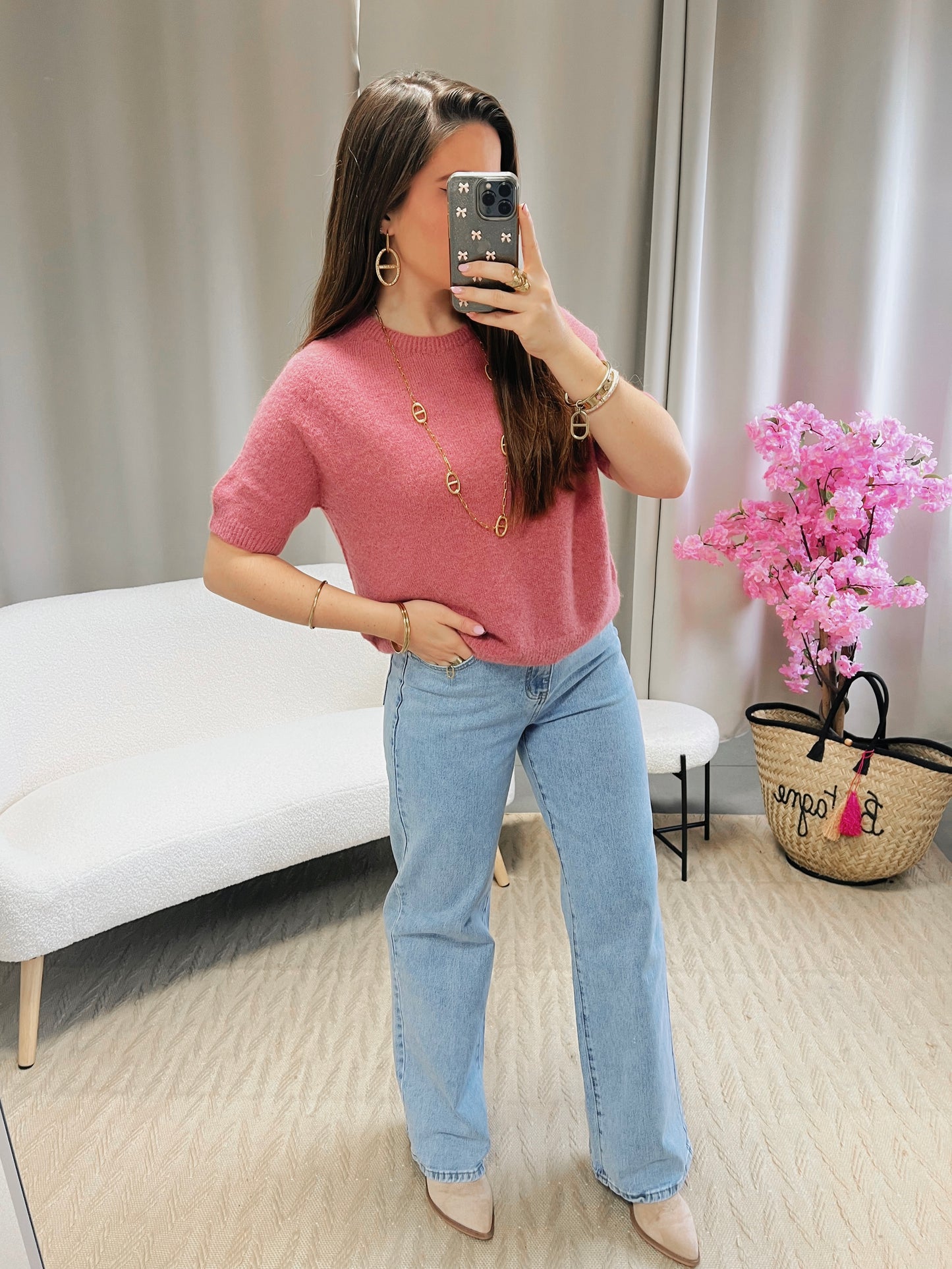 Pull MAËLYS vieux rose