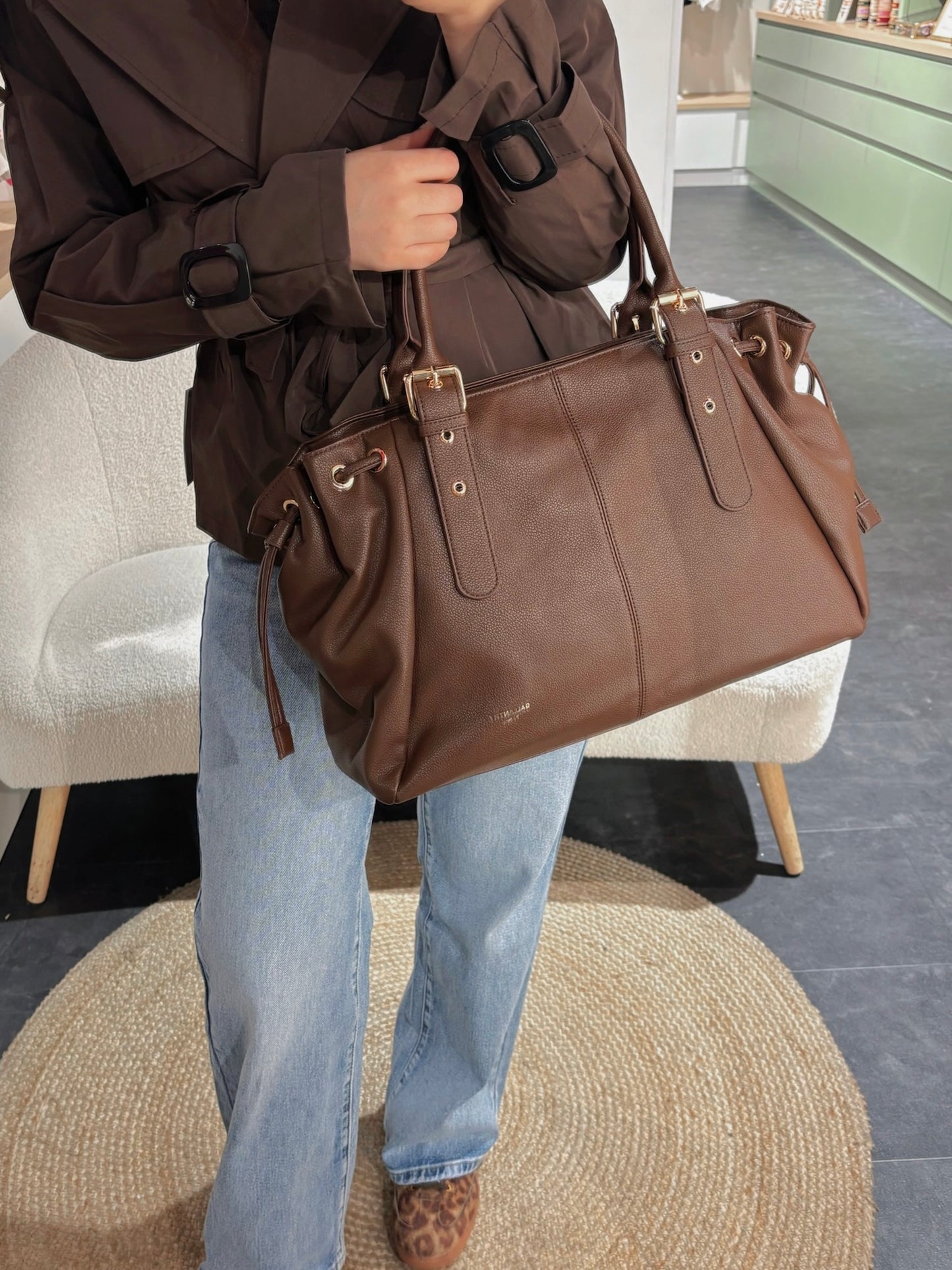 Sac STUD chocolat grainé synthétique