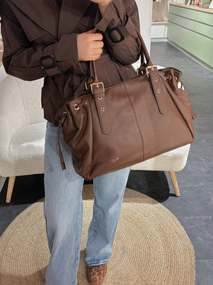 Sac STUD chocolat grainé synthétique