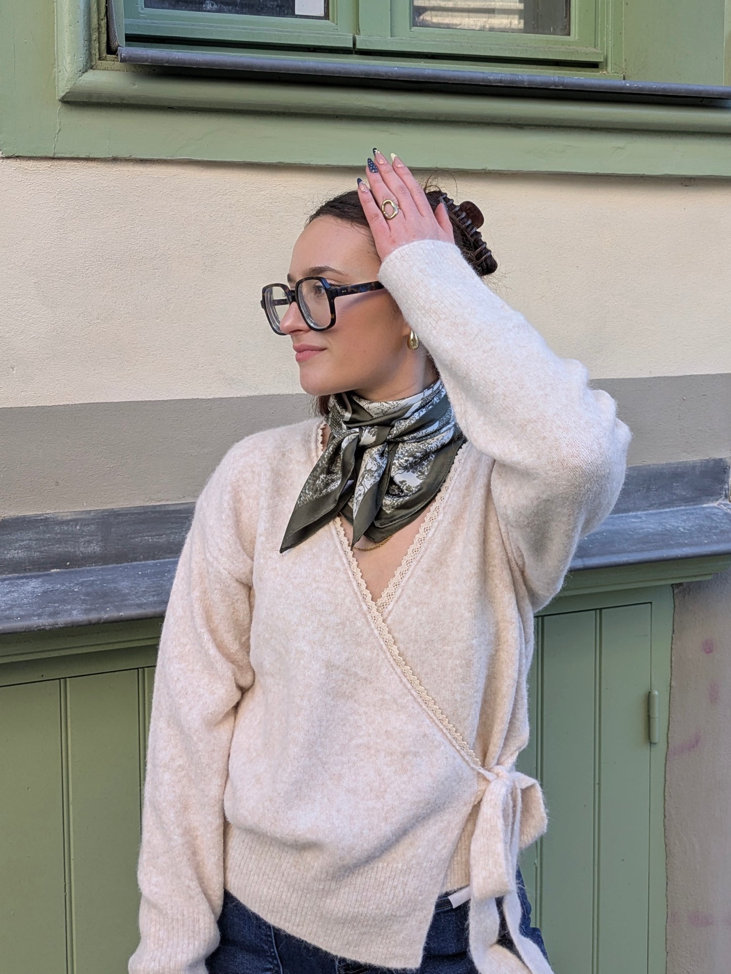 Foulard CARRE vert kaki