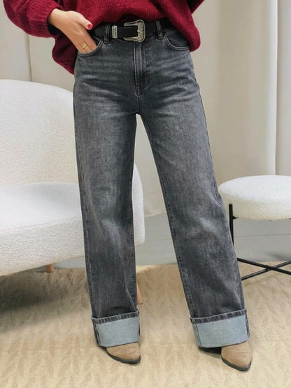 Jean wide leg LILY gris foncé