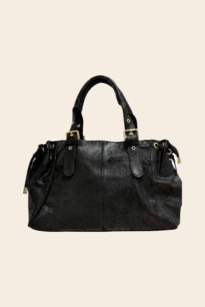 Sac GEREL cuir brossé noir grand modèle
